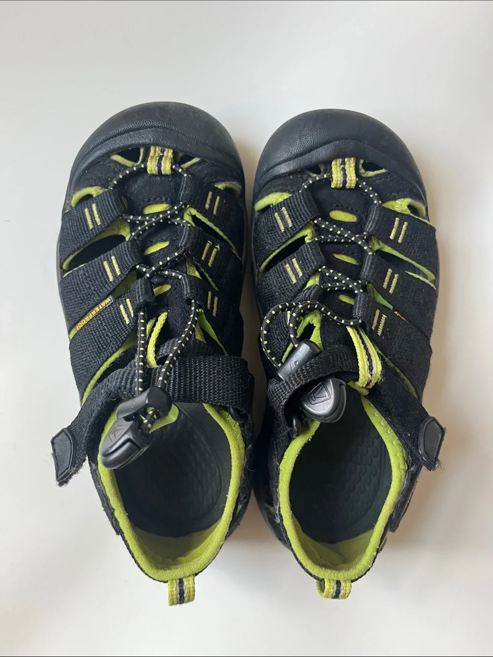 Keen Kids Black Sandals with Lime Accents